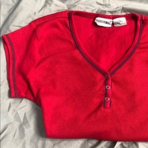 Red Tee with buttons